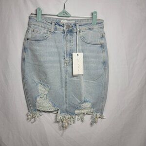 Risen NWT High Rise Pencil Mini Skirt (Size S) Distressed